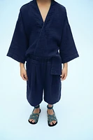 PLEATED DENIM SHORTS X FANGLU LIN
