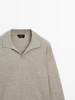 100% wool knit polo sweater