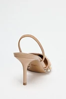 BEADED MESH SLINGBACK HEELS