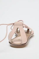 TIED SPLIT LEATHER FISHERMAN SANDALS