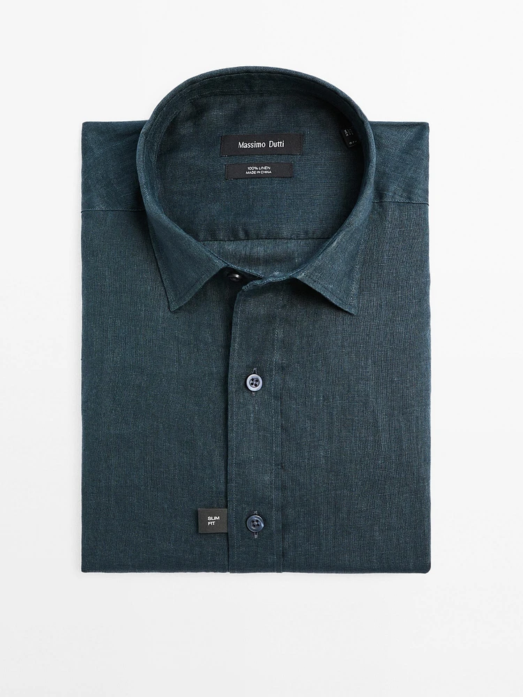 100% linen slim fit shirt