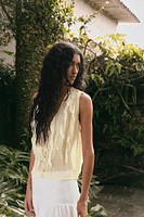 SEMI-SHEER RUFFLED TOP