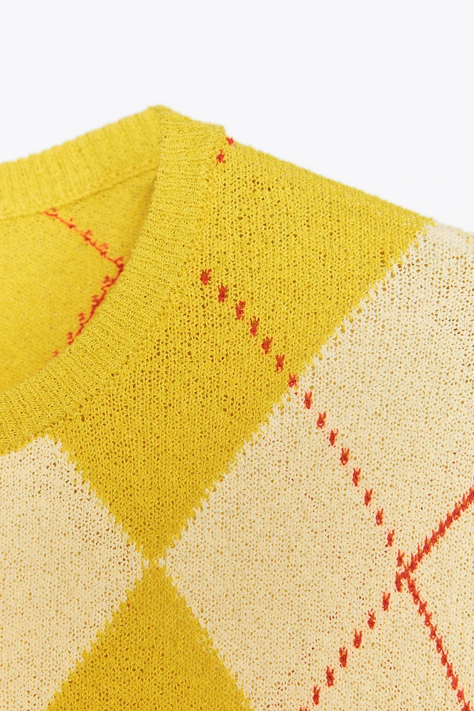 TOP EN MAILLE À LOSANGES