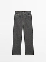 Mid-rise wide-leg cotton jeans