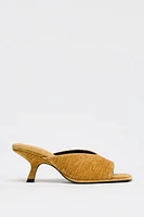 VELVET HEELED MULES
