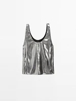 Flowing metallic strappy top