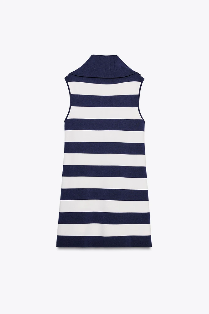 STRIPED KNIT MINI DRESS