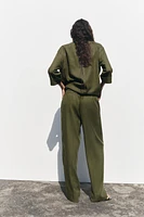 LINEN BLEND WIDE LEG PANTS