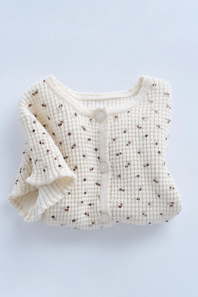 ZARA TIMELESS - FLORAL WAFFLE KNIT T-SHIRT