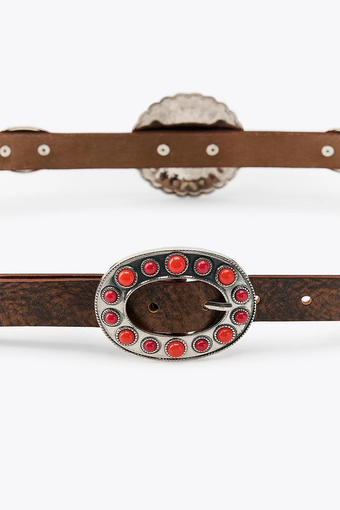 CEINTURE EN CUIR AVEC PIERRES