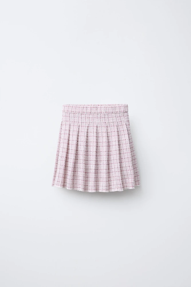 PLEATED TEXTURED WEAVE SKIRT