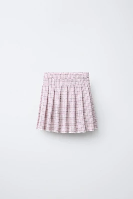 PLEATED TEXTURED WEAVE SKIRT
