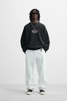 NAUTICAL EMBROIDERED TEXT SWEATSHIRT