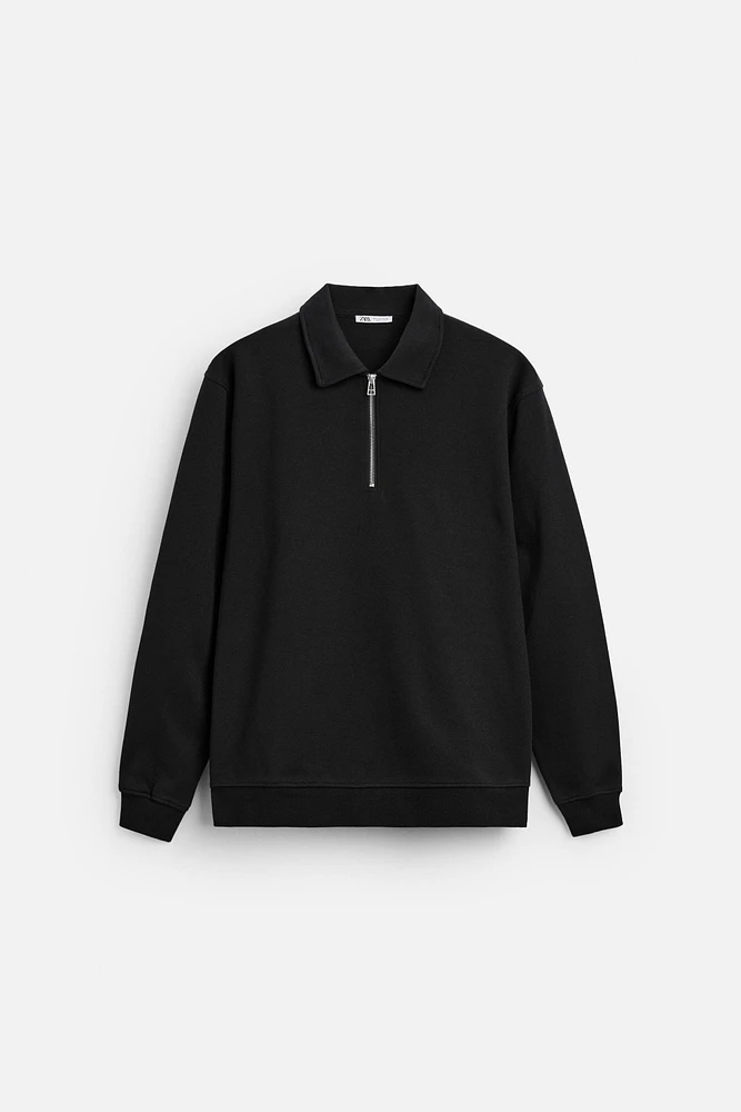 INTERLOCK POLO QUARTER-ZIP SWEATSHIRT