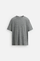 STRIPED COTTON LINEN BLEND T-SHIRT