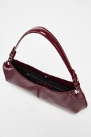 FAUX PATENT LEATHER FINISH SHOULDER BAG
