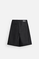 PLEATED WIDE LEG BERMUDA SHORTS