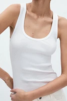 SLEEVELESS RIBBED COTTON T-SHIRT