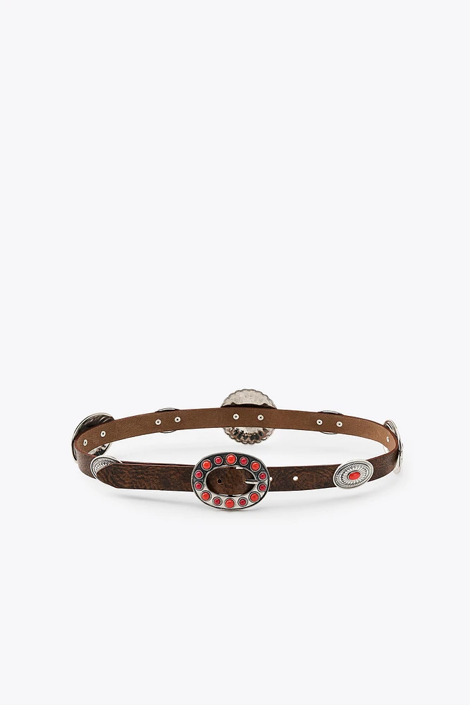 CEINTURE EN CUIR AVEC PIERRES
