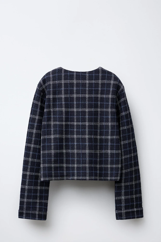 TEXTURED PLAID JACKET