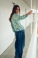 FLORAL PRINT SHIRT WITH RUFFLES