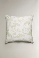 TAIE D’OREILLER SATIN TOILE DE JOUY PALMIERS