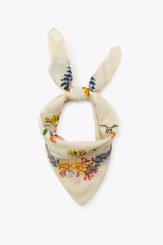 EMBROIDERED COTTON SCARF