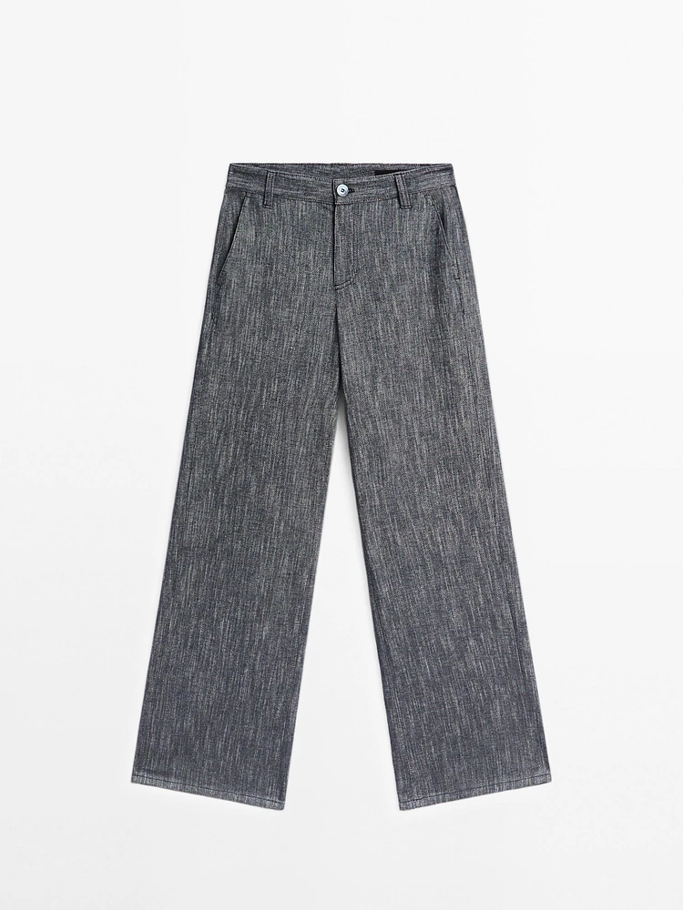 Mid-rise wide-leg trousers