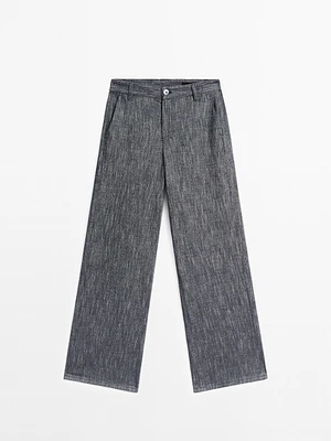 Mid-rise wide-leg trousers