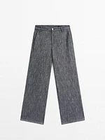 Mid-rise wide-leg trousers