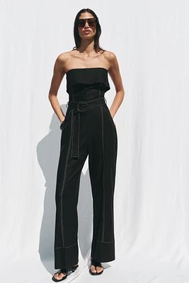 LINEN STRAPLESS JUMPSUIT