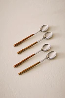 SET OF DESSERT SPOONS WITH WOOD-EFFECT HANDLES (SET OF 4)