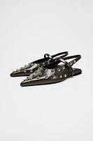 STUDDED FLAT SLINGBACKS