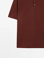 100% cotton textured knit polo shirt