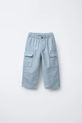 LINEN BLEND CARGO PANTS