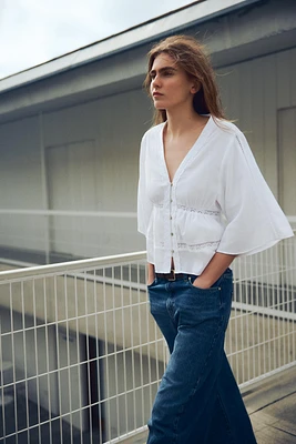 LACE INSERT SHIRT