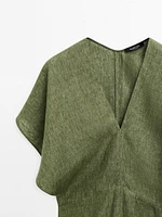 Short sleeve linen midi dress
