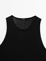 Semi-sheer crew neck top