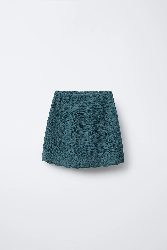 FLORAL CROCHET KNIT SKIRT