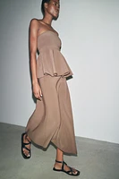 ASYMMETRICAL CREPE MIDI SKIRT
