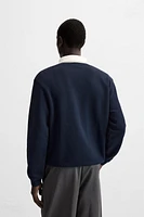CONTRAST COLLAR POLO SWEATSHIRT