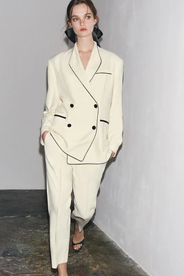ZW COLLECTION PANTS WITH CONTRAST PIPING