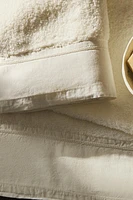 COTTON BATH TOWEL WITH LINEN BORDER