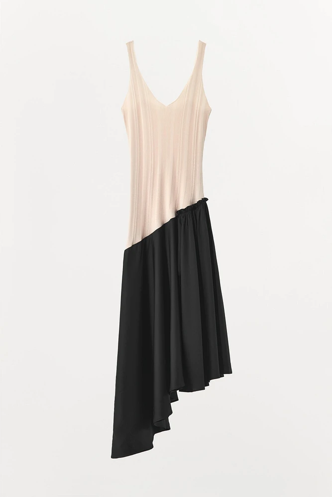ROBE MI-LONGUE EN MATIÈRES VARIÉES