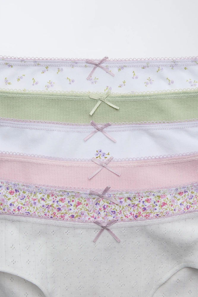6-14 ANS/ LOT DE SIX CULOTTES IMPRIMÉES