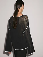 100% cotton openwork crochet sweater