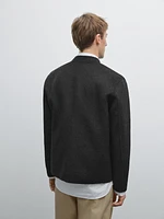 Double-layer wool blend bomber jacket