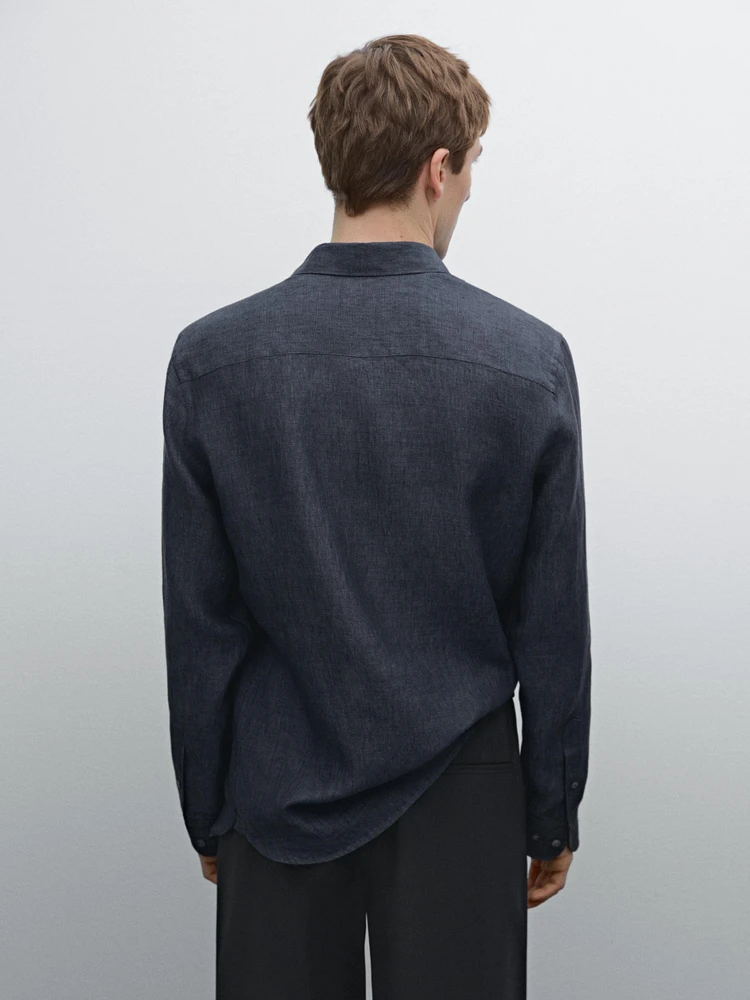 Slim fit faded 100% linen shirt