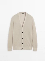 Linen blend V-neck cardigan