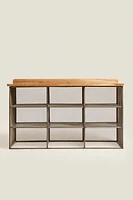 METAL AND WOOD BENCH